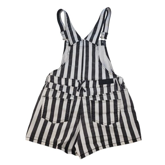 Striped Overall Romper Womens Medium Black White Beetlejuice Referee Conductor - Picture 4 of 16